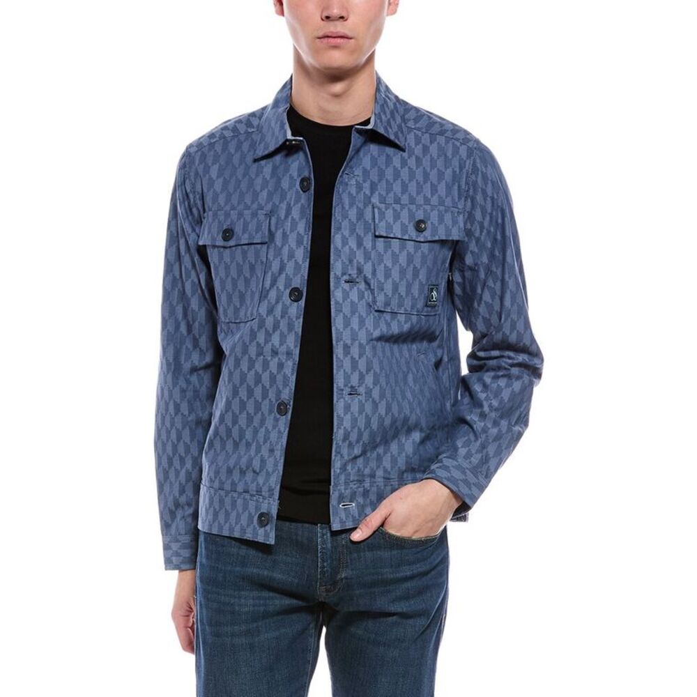 Scotch & Soda Mens Button Front Shacket, Blue